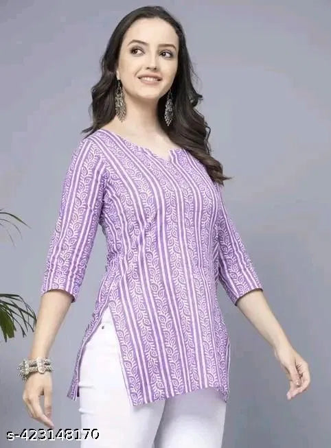 Lavender Short Kurti, Stylish Women's Pure Cotton kurti
